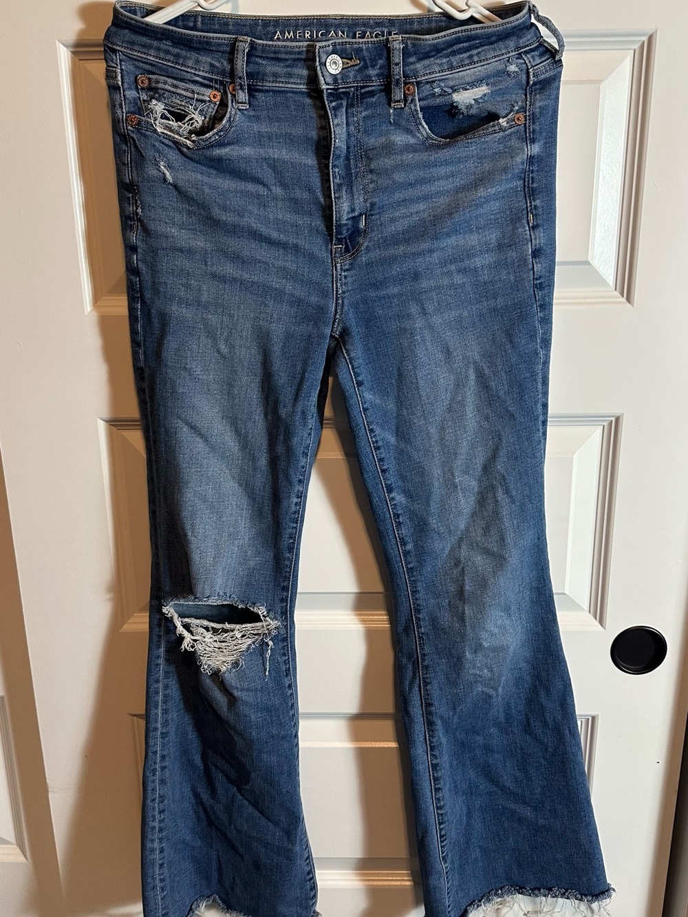 American Eagle Outfitters Medium Blue Distressed Boot Cut Jeans